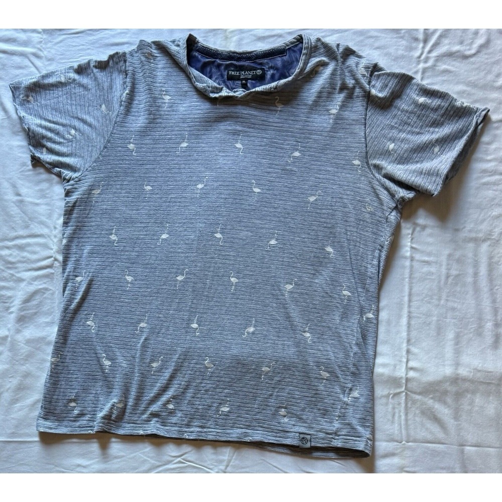 Free‎ Planet Flamingo T shirt Gray Cotton Short Sleeve Men's Extra Large XL